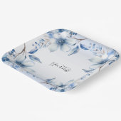 Botanisch Blauw Bloemen Papier Bord (Gebogen)