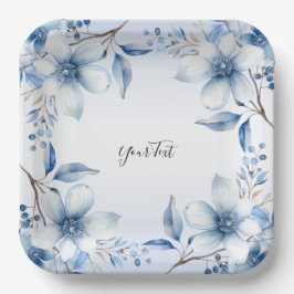 Botanisch Blauw Bloemen Papier Bord