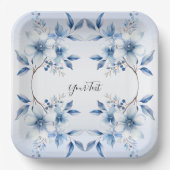 Botanisch Blauw Bloemen Papier Bord (Voorkant)