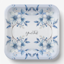 Botanisch Blauw Bloemen Papier Bord