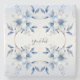 Botanisch Blauw Bloemen Stone Onderzetter