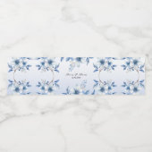 Botanisch Blauw Bloemen Waterflesje Etiket (Enkel label)