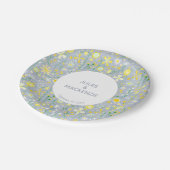 Botanisch blauw bloemenpatroon papieren bordje (Gekanteld)