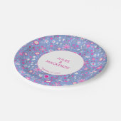 Botanisch blauw bloemenpatroon papieren bordje (Gekanteld)