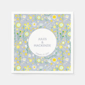 Botanisch blauw bloemenpatroon servet (Voorkant)