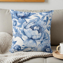 Botanisch blauw en wit elegant bloemmotief