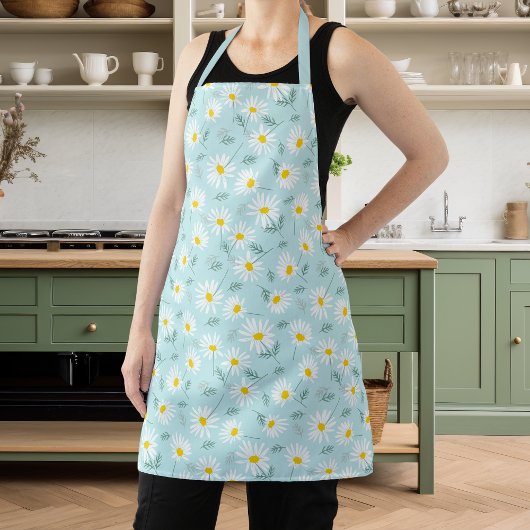 Botanisch blauw en witte dagen Floral Daisy Schort