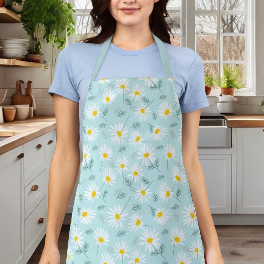 Botanisch blauw en witte dagen Floral Daisy Schort