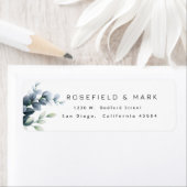 Botanisch blauw eucalyptustak retouradres etiket (Insitu)