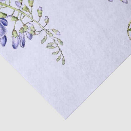 Botanisch blauw flessenpapier met fluitbloem tissuepapier (Detail)