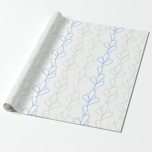  botanisch blauw geslacht neutraal Baby shower Cadeaupapier (Uitgerold)