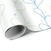  botanisch blauw geslacht neutraal Baby shower Cadeaupapier (Rol Hoek)