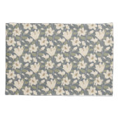 Botanisch Blauw Grijs Beige Lelie Bloemenpatroon Kussensloop (Achterkant-Links)