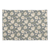 Botanisch Blauw Grijs Beige Lelie Bloemenpatroon Kussensloop (Achterkant-Rechts)