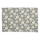 Botanisch Blauw Grijs Beige Lelie Bloemenpatroon Kussensloop (Voorkant-Links)