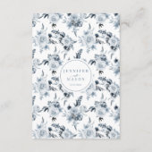 Botanisch Blauw Grijs Bloemen Bruiloft Menu Kaarte (Achterkant)