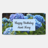 Botanisch Blauw Hydrangea Bloemen Verjaardag Spandoek (Horizontaal)