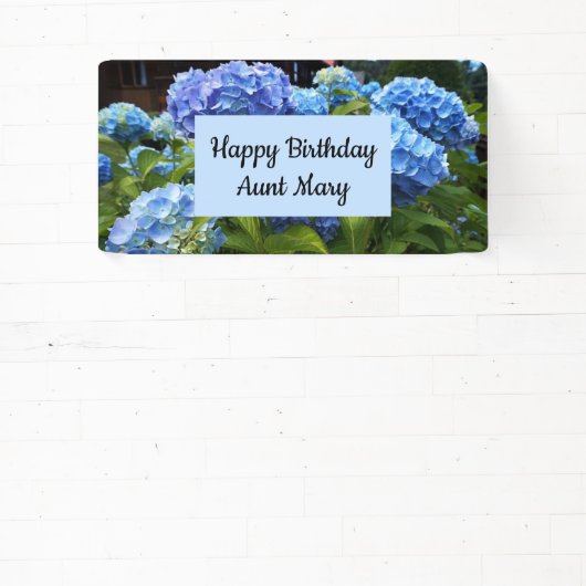 Botanisch Blauw Hydrangea Bloemen Verjaardag Spandoek (Insitu)