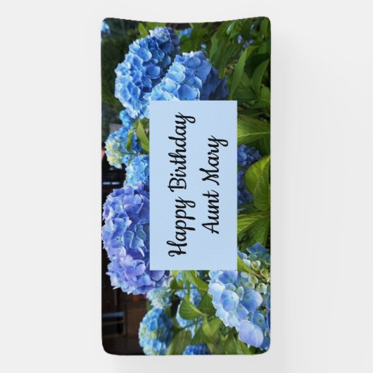 Botanisch Blauw Hydrangea Bloemen Verjaardag Spandoek (Verticaal)