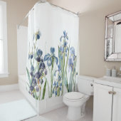 Botanisch Blauw Iris Flowers Floral Garden Douchegordijn (In situ)
