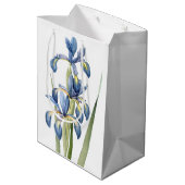Botanisch Blauw Iris Flowers Floral Redoute Bag Medium Cadeauzakje (Achterkant Gekanteld)