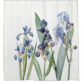 Botanisch blauw Iris Flowers Redoute Shower Curtai Douchegordijn (Voorkant)