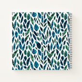 Botanisch blauw lederen patroon notitieboek (Achterkant)