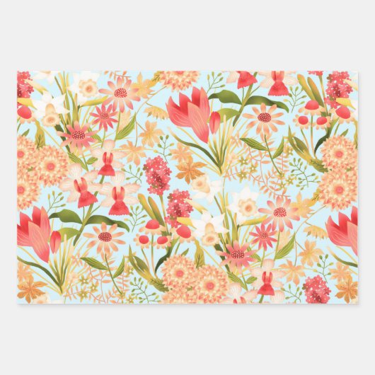 Botanisch blauw opvulpapier met platte vellen plaa (Voorkant 3)