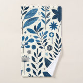 Botanisch blauw patroon bad handdoek (Handdoek)