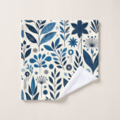 Botanisch blauw patroon bad handdoek (Wasdoekje)