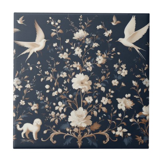 Botanisch blauw tegeltje (Voorkant)