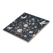 Botanisch blauw tegeltje (Zijkant)