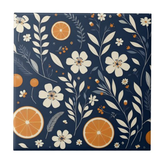 Botanisch blauw tegeltje (Voorkant)