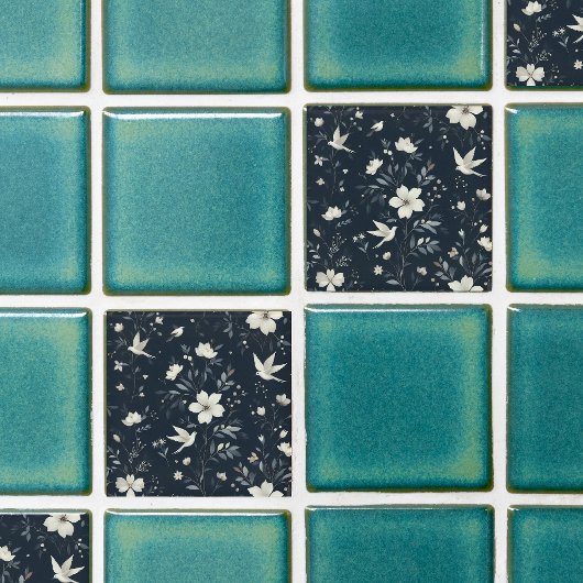 Botanisch blauw tegeltje