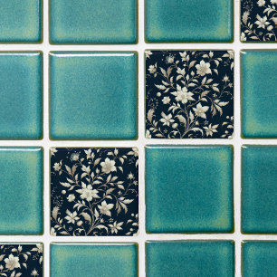 Botanisch blauw tegeltje