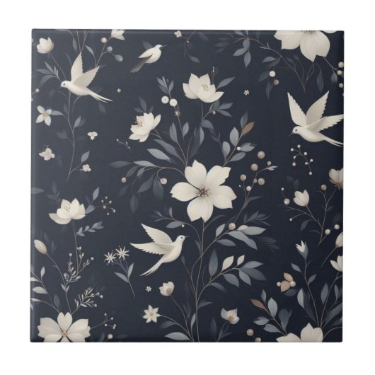 Botanisch blauw tegeltje (Voorkant)