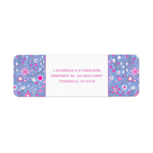 Botanisch blauw, vrij bloemenretour etiket