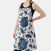 botanisch blauw + wit bloemmotief schort (Insitu)