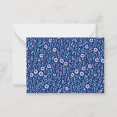 Botanisch blauw wit flessenpatroon, speciaal geper notitiekaartje (Achterkant)
