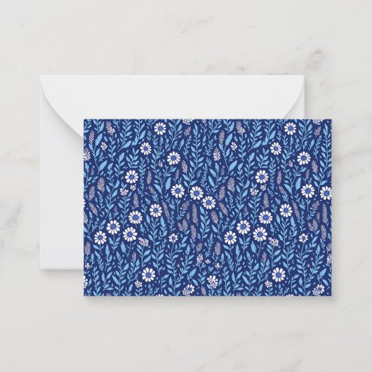 Botanisch blauw wit flessenpatroon, speciaal geper notitiekaartje (Achterkant)