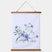 Botanisch Blauw Wit Gele Wildbloemen Hangend Wandkleed (Voorkant)