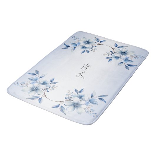 Botanisch Blauwe Bloemen Badmat (Gekanteld)
