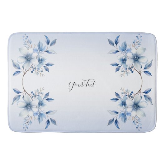 Botanisch Blauwe Bloemen Badmat (Voorkant)