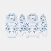 Botanisch Blauwe Bloemen Favor Box Bedankdoosjes (Uitgevouwen)