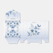 Botanisch Blauwe Bloemen Favor Box Bedankdoosjes (Uitgevouwen)