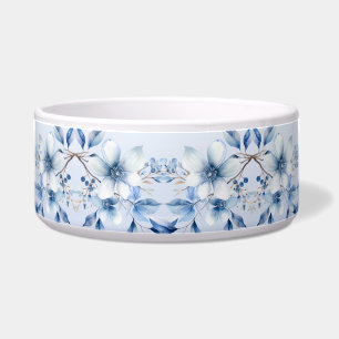 Botanisch Blauwe Bloemen Keramische Pet Bowl Voerbakje