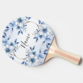 Botanisch Blauwe Bloemen Ping Pong Paddle Tafeltennisbatje (Zijkant)