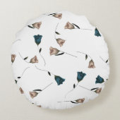  Botanisch Blauwgroen Beige Rozen Vines Bruiloft Rond Kussen (Achterkant)