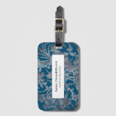 Botanisch Blauwgroen Chinoiserie Aangepast Bagagel Bagagelabel (Voorkant (verticaal))