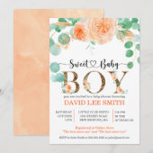 Botanisch blauwgroen en oranje Baby shower (Voorkant / Achterkant)